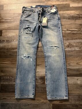 Levi's Light Blue Distressed Straight Jeans 29-30 size